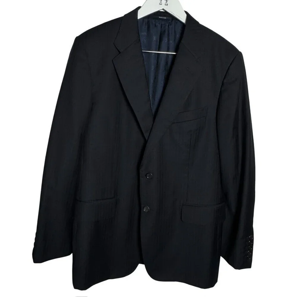 Gucci Mens Black Wool Suit Tom Ford Era Italy Tailored Jacket Pants Size 44R